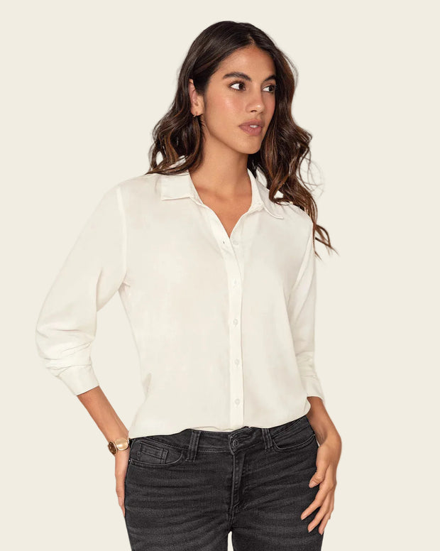 Blusa manga larga con perilla funcional y puños con botón