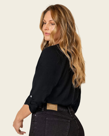 Blusa manga 3/4 con charretera no funcional#color_700-negro