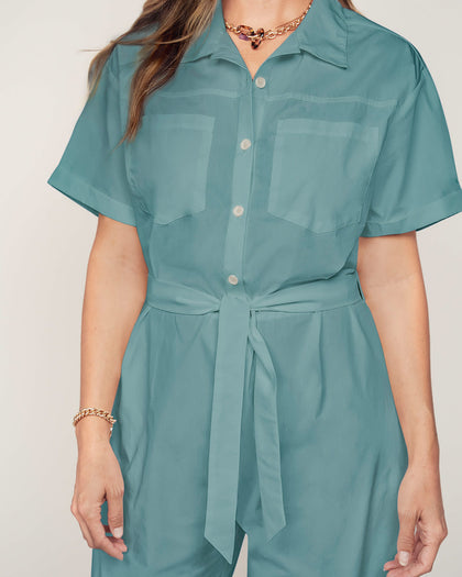 Enterizo largo con perilla funcional y tira para anudar en cintura#color_653-verde