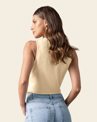 Chaleco corto en tela tipo denim#color_019-mantequilla