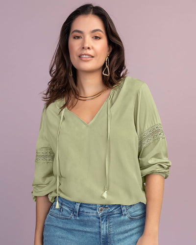 Blusa manga larga con detalle tipo SmartLace®#color_601-verde