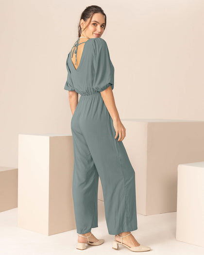 Enterizo largo de mangas con volumen#color_601-verde