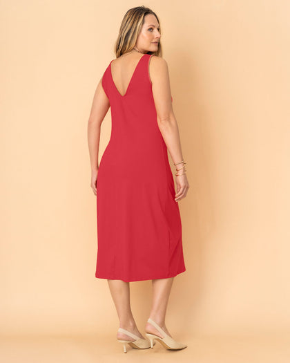 Vestido midi esencial con detalle bordado en sisa#color_136-rojo