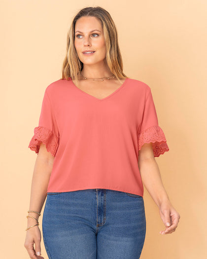 Blusa con detalle en mangas#color_301-rosado