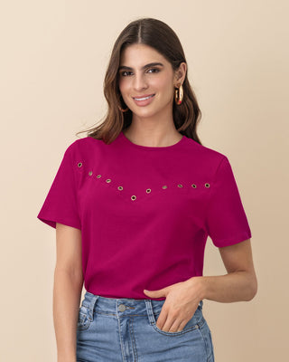 Camiseta manga corta con ojaletes en frente#color_301-magenta