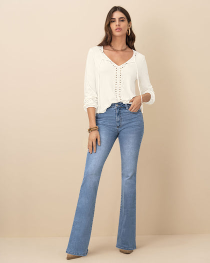 Blusa manga larga con taches decorativos#color_018-marfil