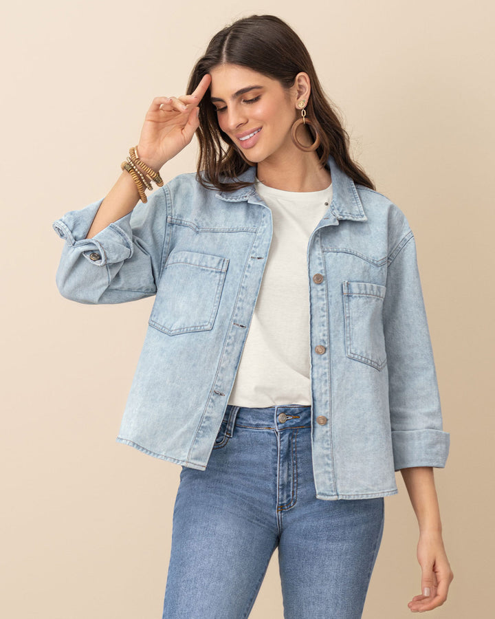Chaqueta manga larga en denim