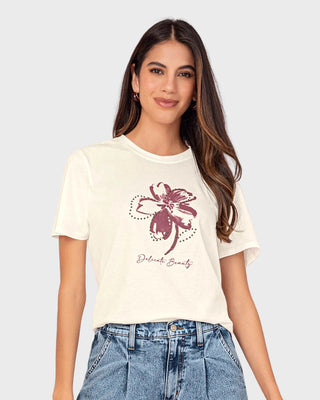 Camiseta manga corta en algodón con estampado en frente#color_806-marfil