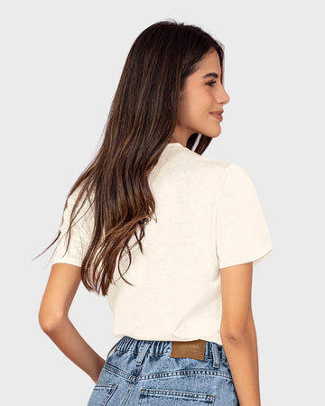 Camiseta manga corta en algodón con estampado en frente#color_806-marfil