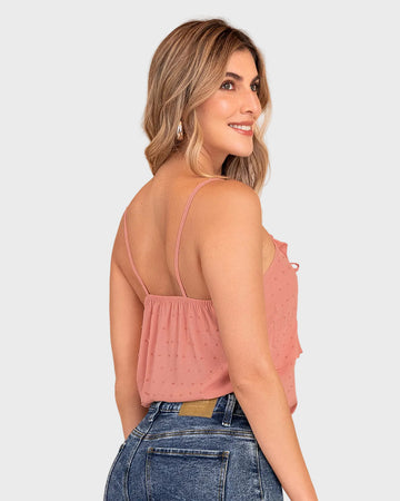 Camiseta de tiritas con boleros elaborada en tela con relieve#color_c27-palo-de-rosa