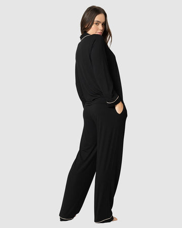 Conjunto de pijama: camiseta manga larga y pantalón largo#color_700-negro