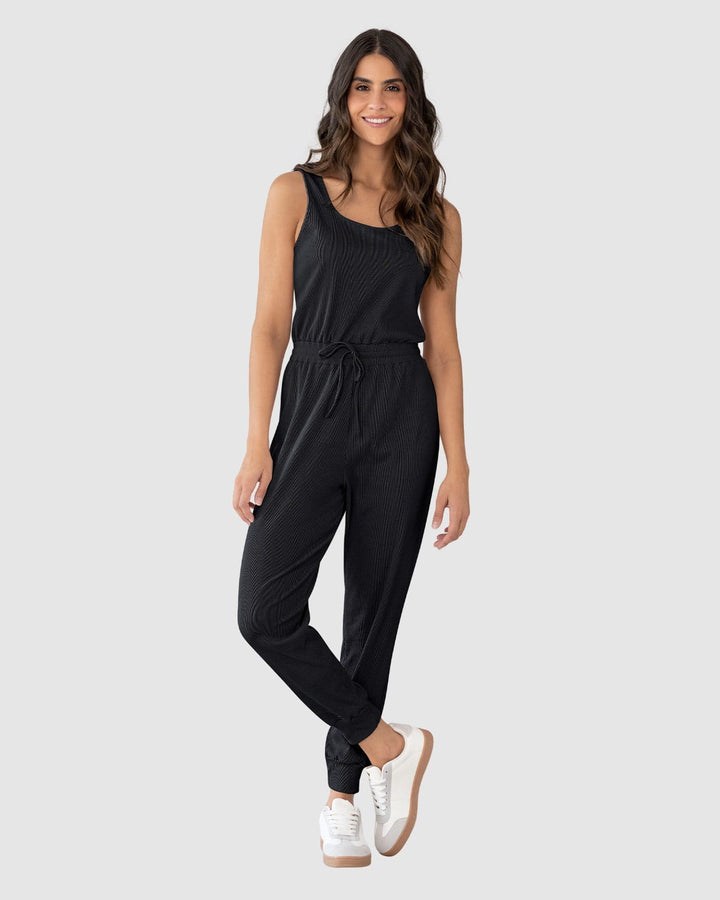 Enterizo largo manga sisa con tiras para anudar en cintura