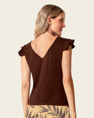 Camiseta con bolero en mangas#color_c24-cafe-chocolate