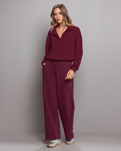 Sudadera tipo polo de silueta amplia#color_c37-borgona