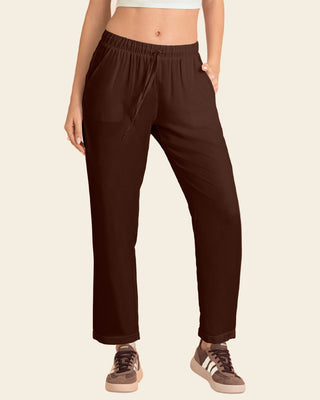 Pantalón exterior con resorte en cintura#color_c23-cafe-chocolate