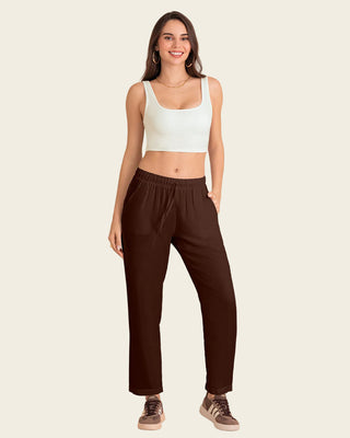 Pantalón exterior con resorte en cintura#color_c23-cafe-chocolate