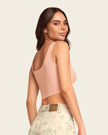 Camiseta manga sisa crop top en tejido acanalado#color_c26-rosado