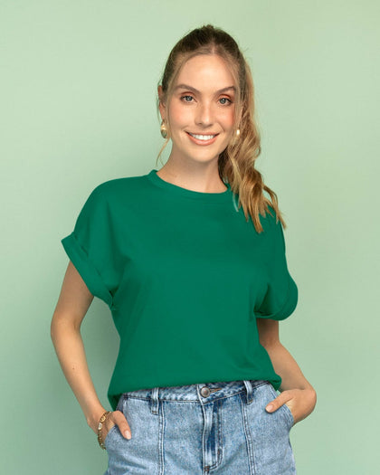 Camiseta con cuello redondo#color_249-verde