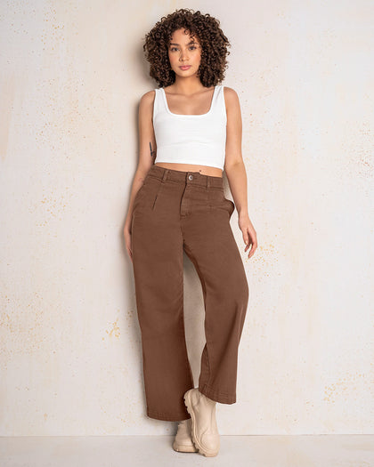 Jean bota ancha con bolsillos funcionales#color_813-cafe