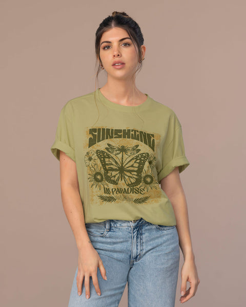 Camiseta manga corta estampada con cuello redondo en rib#color_198-verde