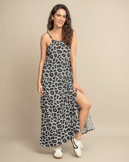 Vestido largo de tiritas con aberturas laterales#color_798-estampado-leopardo-gris