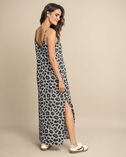 Vestido largo de tiritas con aberturas laterales#color_798-estampado-leopardo-gris