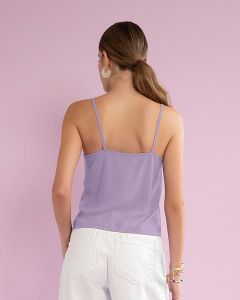 Blusa tiritas con escote en V y bolero frontal#color_424-lila