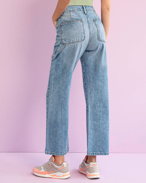 Jeans bota recta con bolsillos y pretina funcional#color_141-indigo