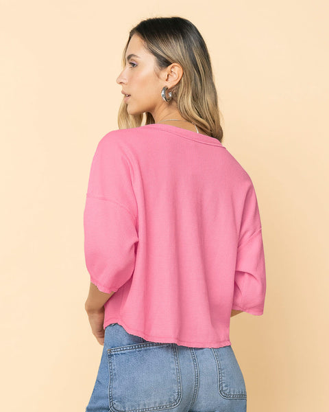 Camiseta manga corta con cuello semibandeja#color_301-rosado