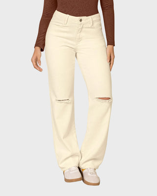 Jean con bota ancha y abertura en rodilla#color_018-marfil