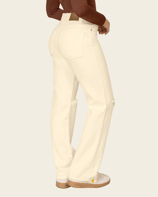 Jean con bota ancha y abertura en rodilla#color_018-marfil