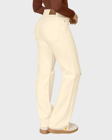 Jean con bota ancha y abertura en rodilla#color_018-marfil