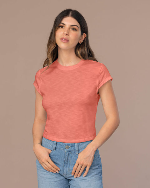 Camiseta manga corta cuello redondo básica#color_279-coral