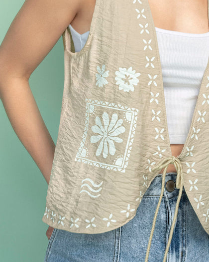 Chaleco manga sisa con tira para anudar#color_084-arena