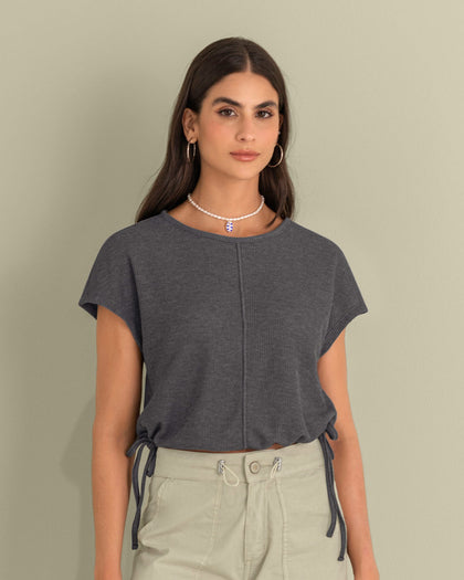 Blusa manga corta silueta boxy#color_706-gris