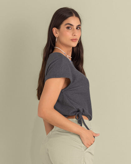 Blusa manga corta silueta boxy#color_706-gris
