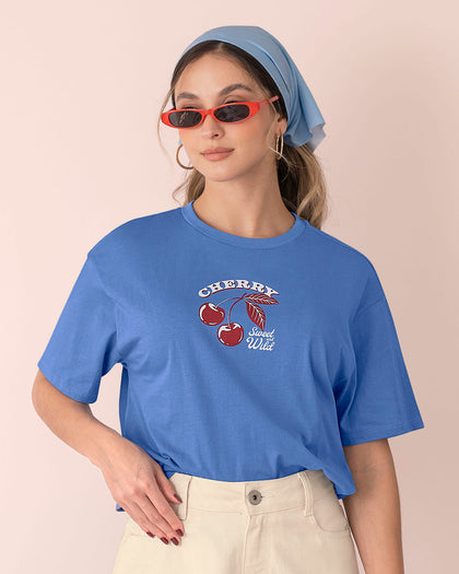 Camiseta manga corta silueta amplia#color_052-azul-claro