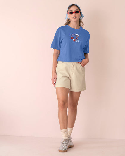 Camiseta manga corta silueta amplia#color_052-azul-claro