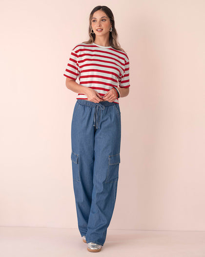 Camiseta manga corta silueta amplia#color_146-rayas-rojas