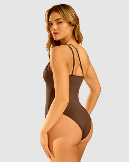 Body de escote asimétrico con SmartLace® Leonisa by Serez#color_800-cafe