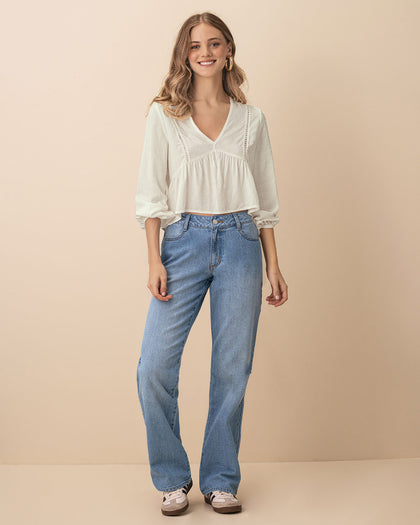 Blusa en tela con textura#color_018-marfil