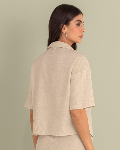 Blusa manga corta en tela tipo lino#color_084-arena