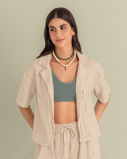 Blusa manga corta en tela tipo lino#color_084-arena