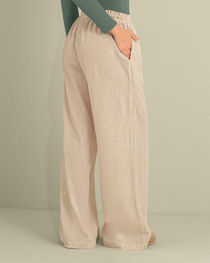 Pantalón bota recta en tela tipo lino grueso#color_084-arena