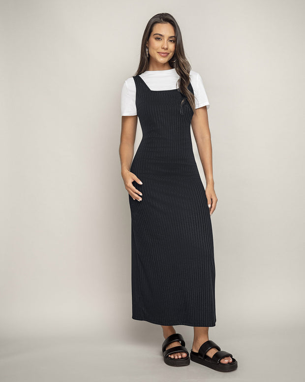 Vestido manga sisa doble escote