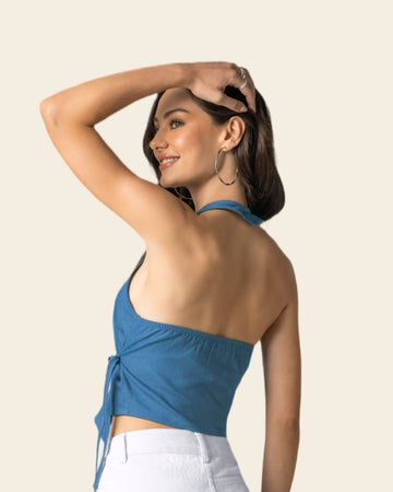 Chaleco crop cruzado con amarre lateral#color_141-indigo
