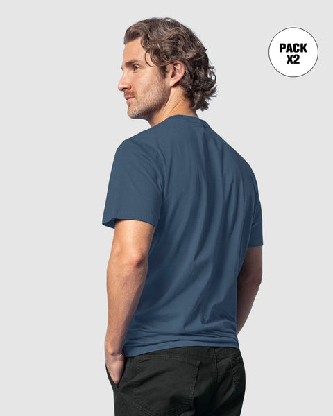 Paquete x2 camisetas cuello redondo para hombre#color_s02-azul-marfil