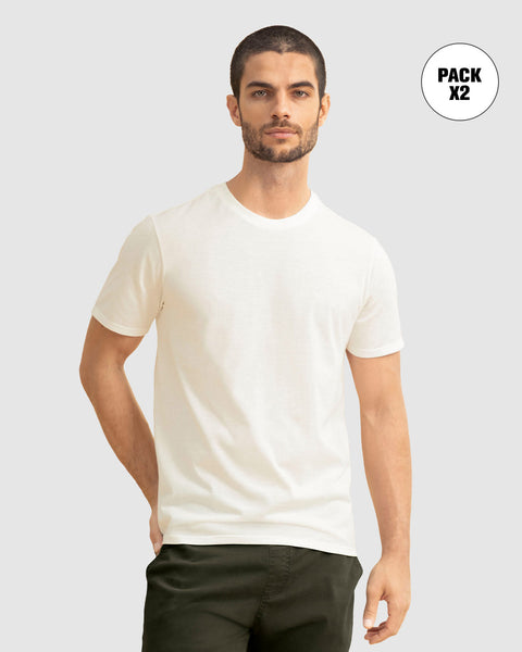 Paquete x 2 camisetas cuello redondo para hombre#color_s03-blanco-gris