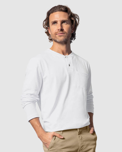 Camiseta manga larga con cuello redondo y perilla funcional#color_000-blanco