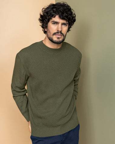 Sudadera tejido con cuello redondo#color_693-verde